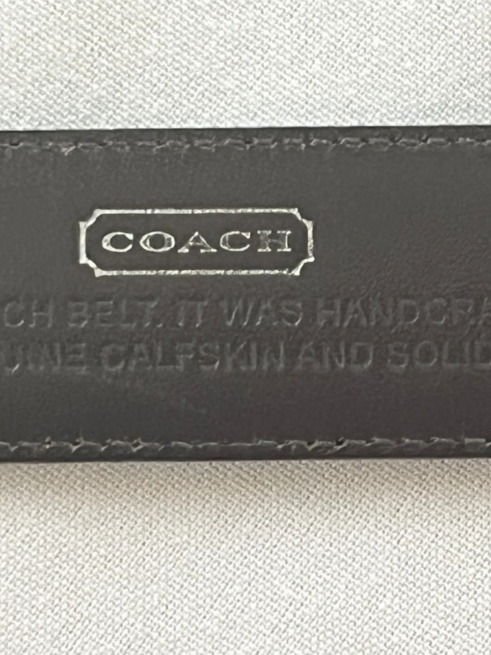 COACH Men's Leather belt, 36/90, dark brown/silver